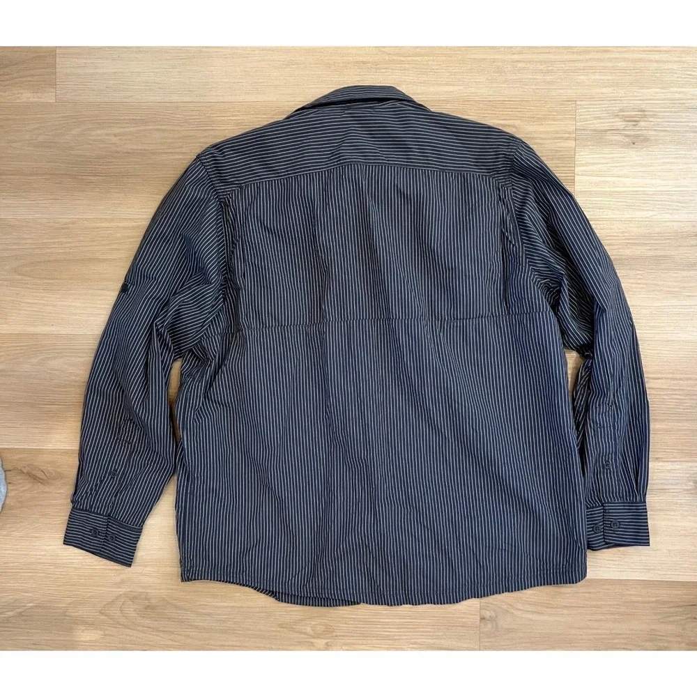 THE NORTH FACE Men's Shirt‎ Size XL Gray White Red Stripe Outdoor Long Sleeve